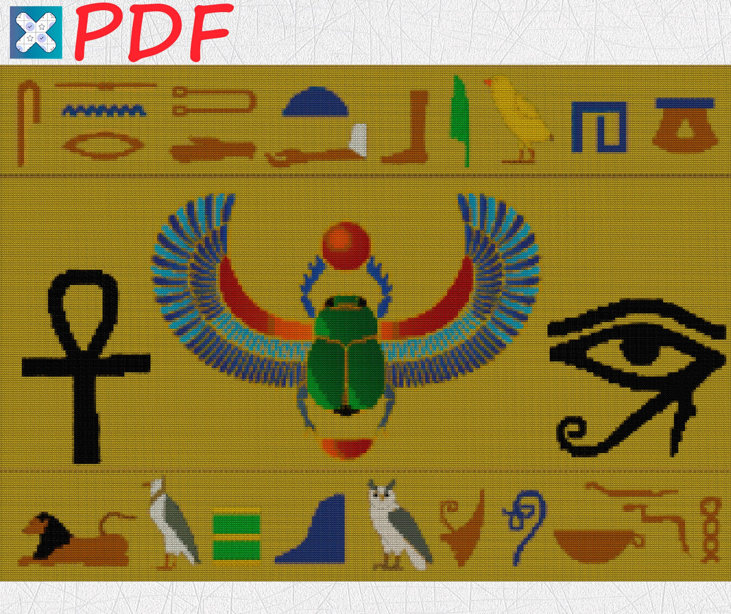 Egyptian cross stitch pattern Egyptian symbols cross stitch African cross stitch pattern Egyptian embroidery designs
