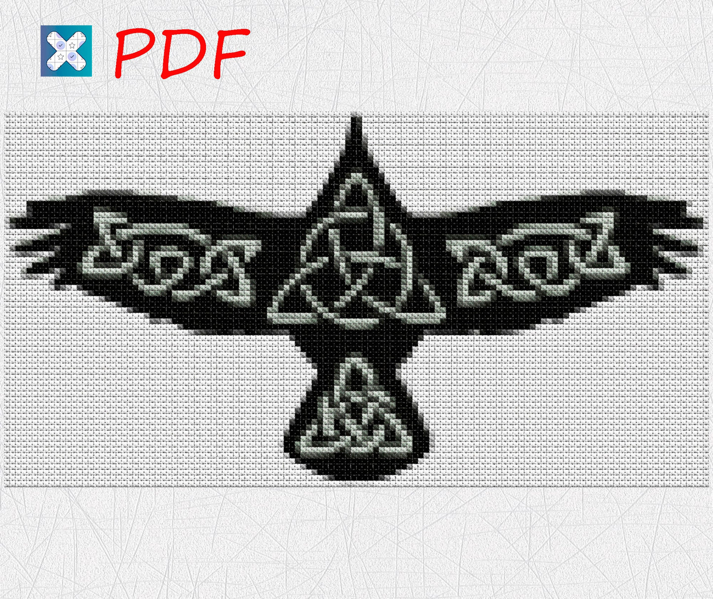 Crow cross stitch pattern Viking cross stitch PDF X-Stitch Printable
