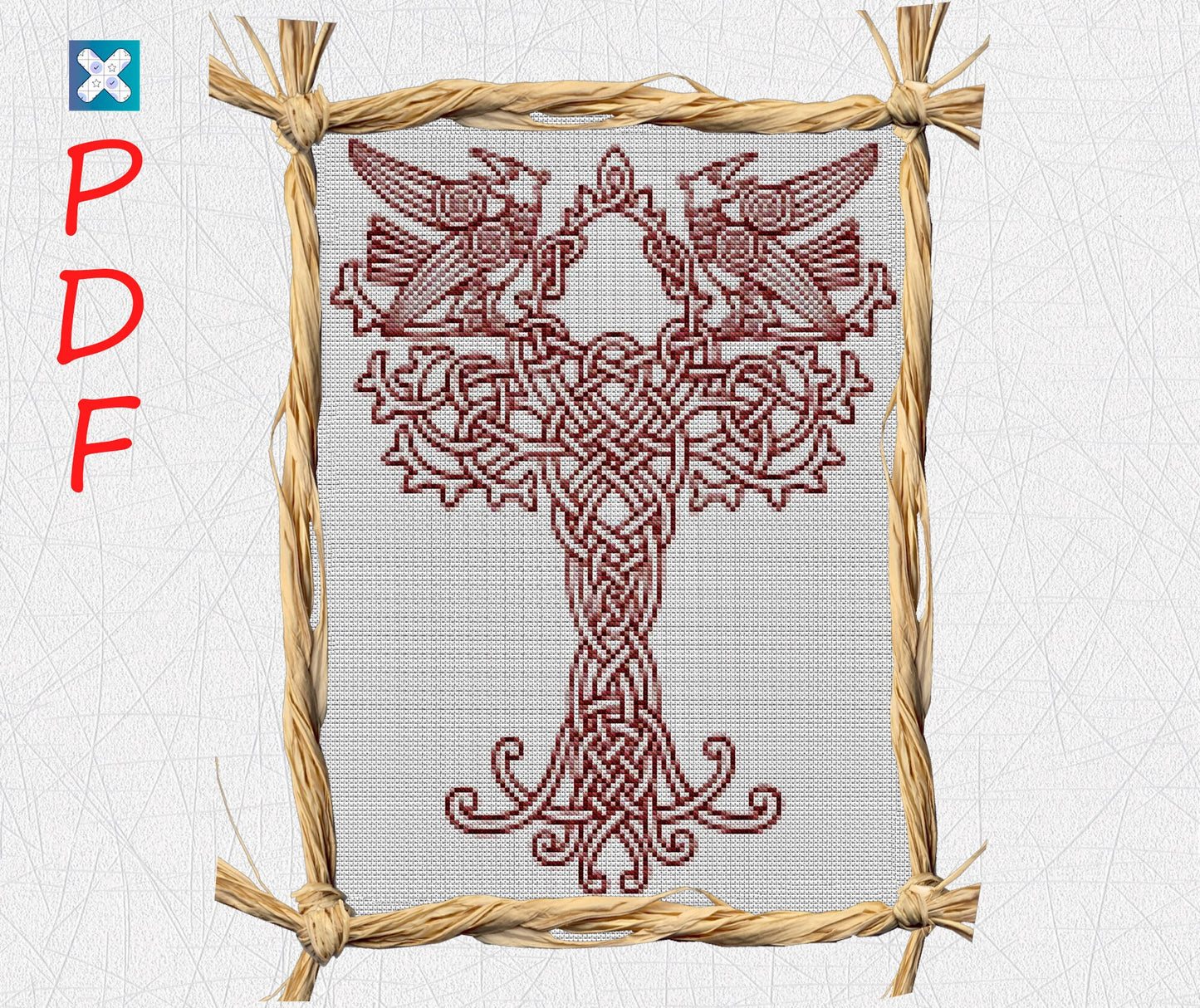 Viking cross stitch pattern Crow cross stitch for beginners PDF X-Stitch Printable Norse embroidery