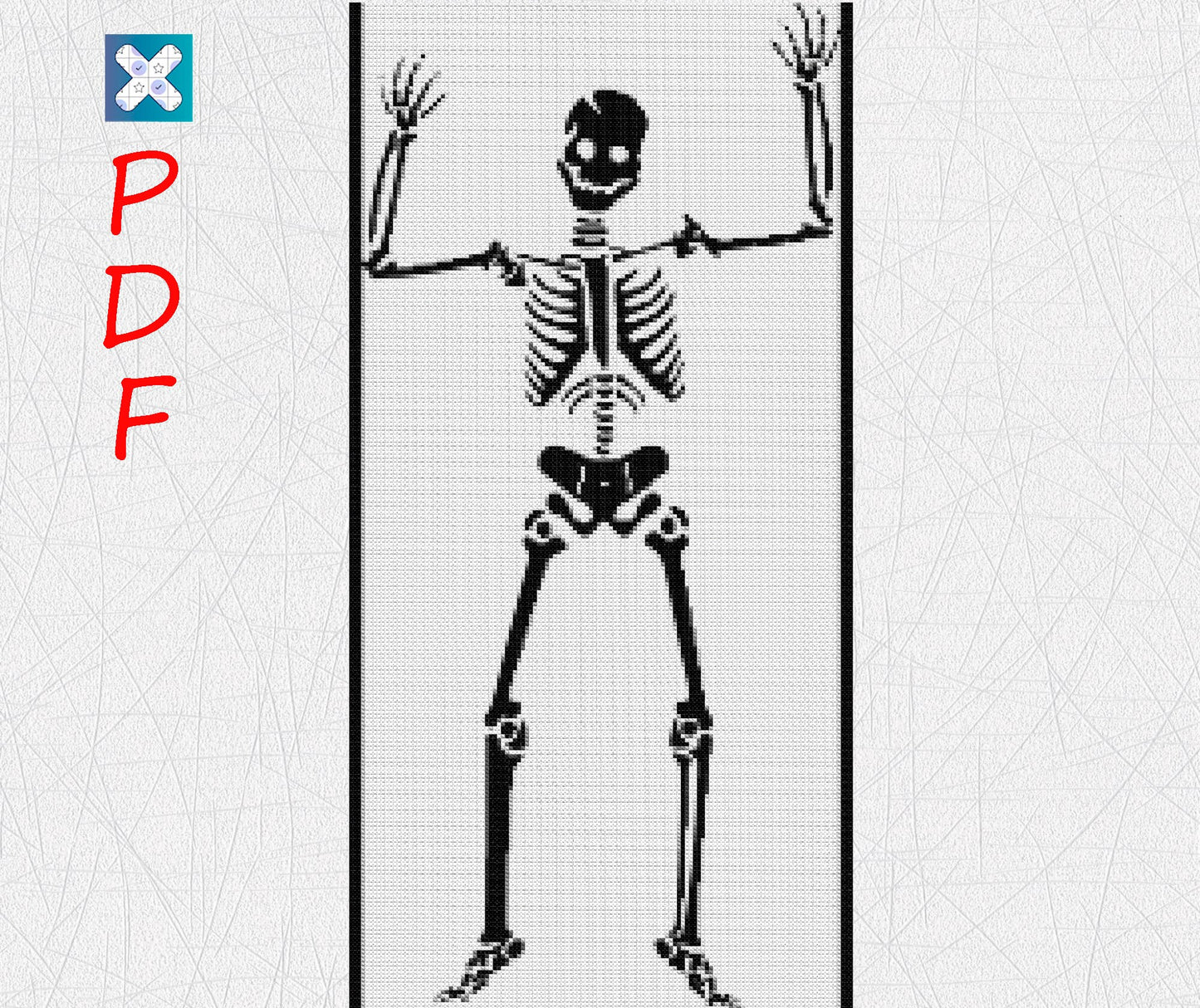 Skeleton cross stitch pattern for beginners Witchcraft cross stitch black Xstitch Embroidery PDF