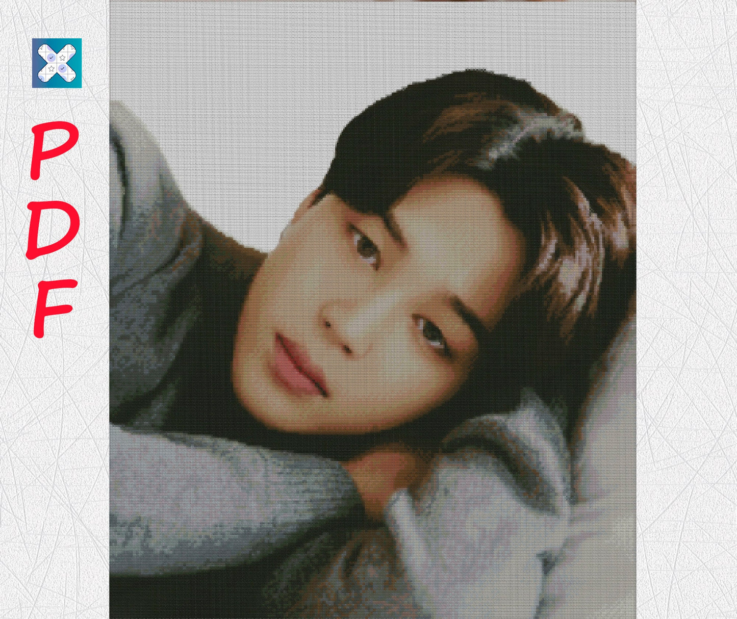 BTS Bangtan Boys Cross Stitch Pattern - Jimin Embroidery PDF - Easy Korean Band Design for Beginners