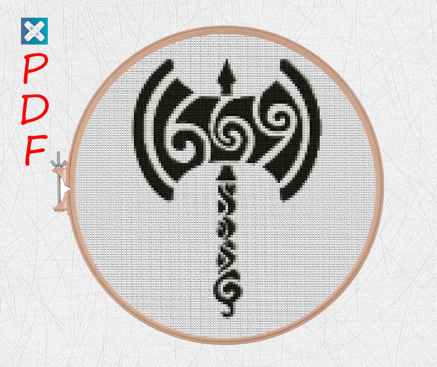 Celtic Viking Cross Stitch Pattern: Beginner-Friendly Norse Thor's Hammer Embroidery X-Stitch PDF