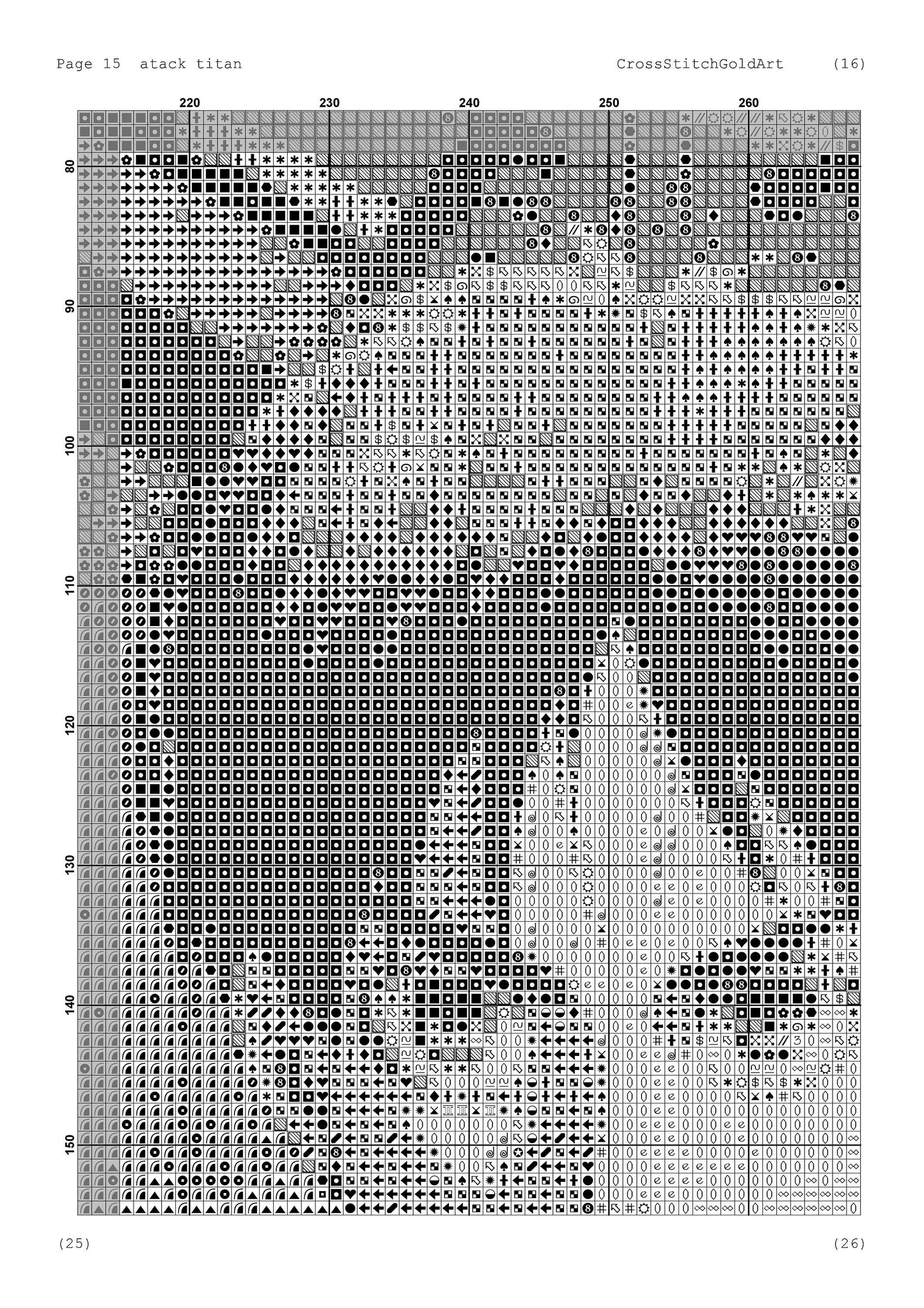 Attack on Titan Anime Cross Stitch Pattern: Japanese-Inspired Embroidery Design PDF