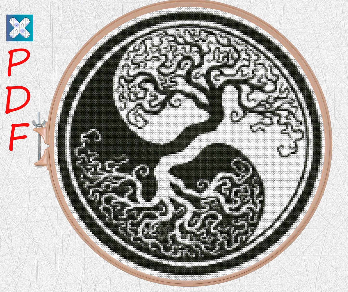 Tree of Life Viking Cross Stitch Pattern: Celtic Norse Embroidery PDF for Beginners