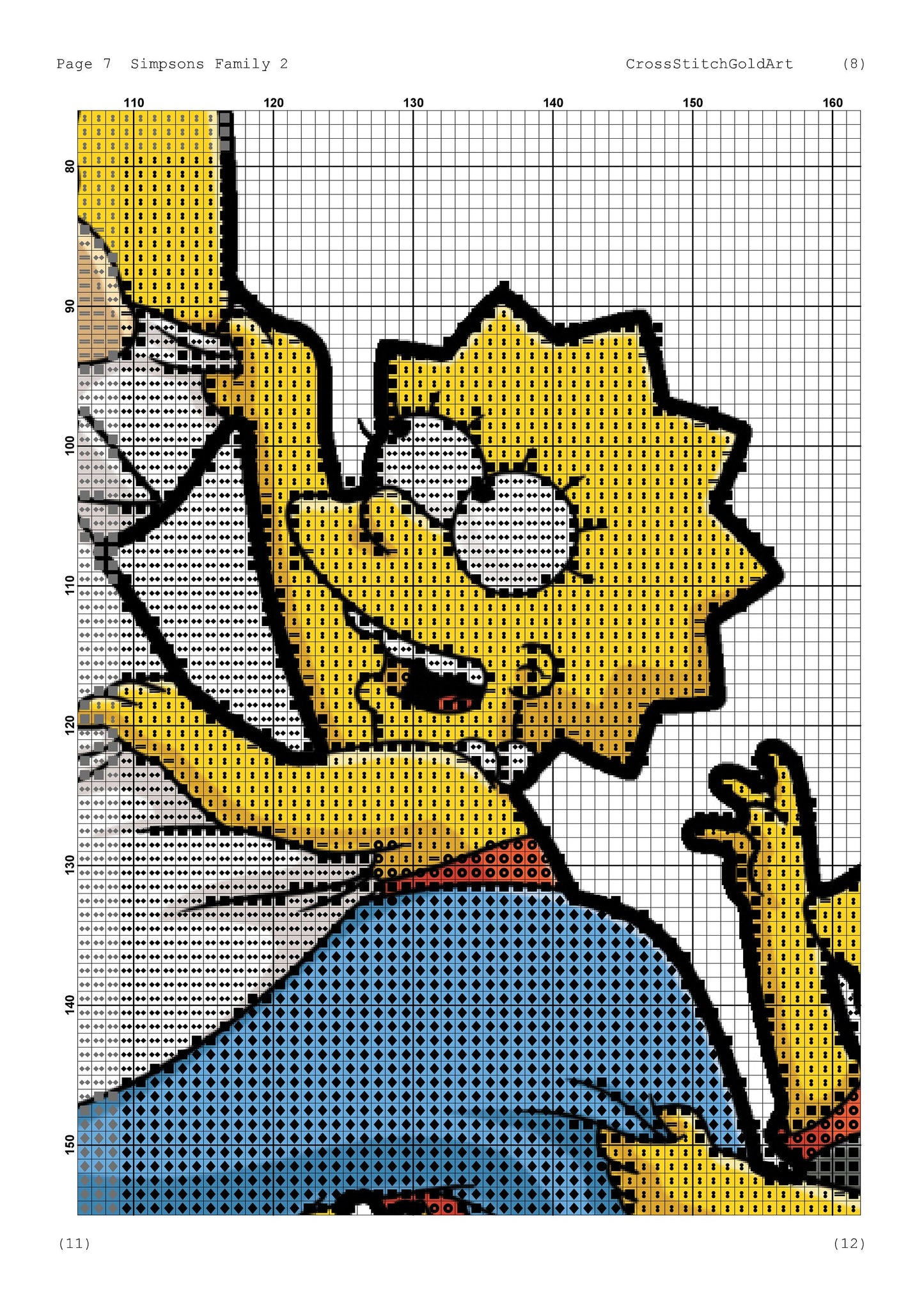 Simpson Family Funny Cross Stitch Pattern: Beginner-Friendly Cartoon Embroidery PDF for TV Fans