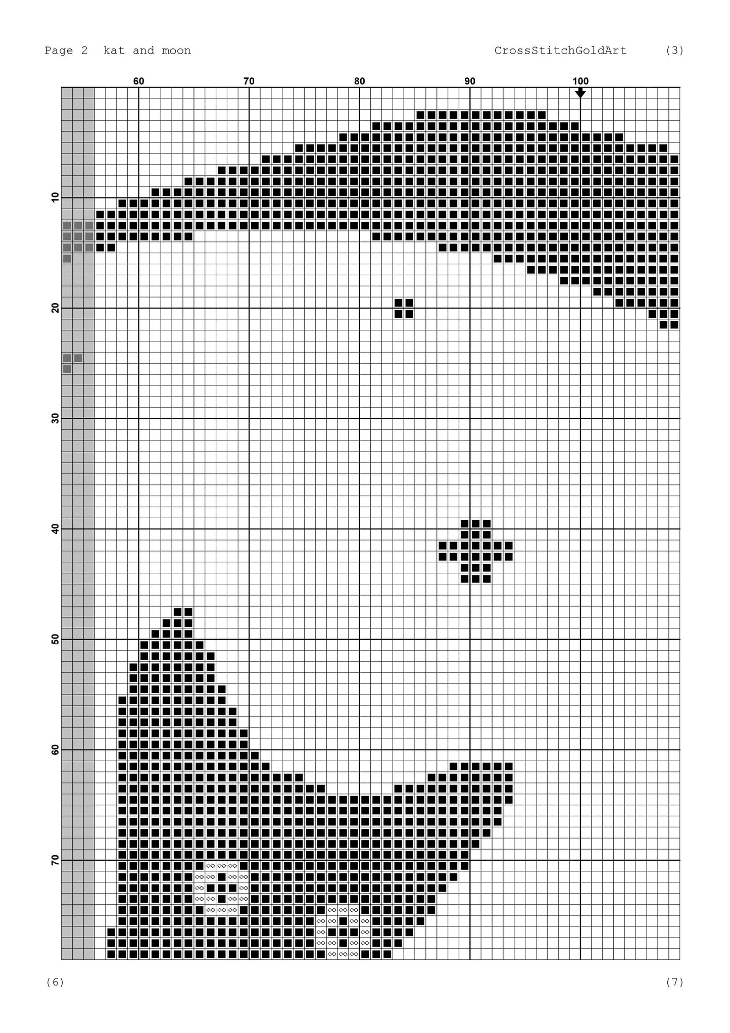 Enchanting Cat & Moon Beginner Cross Stitch Pattern: Mystical Feline Embroidery Design for Easy Crafting
