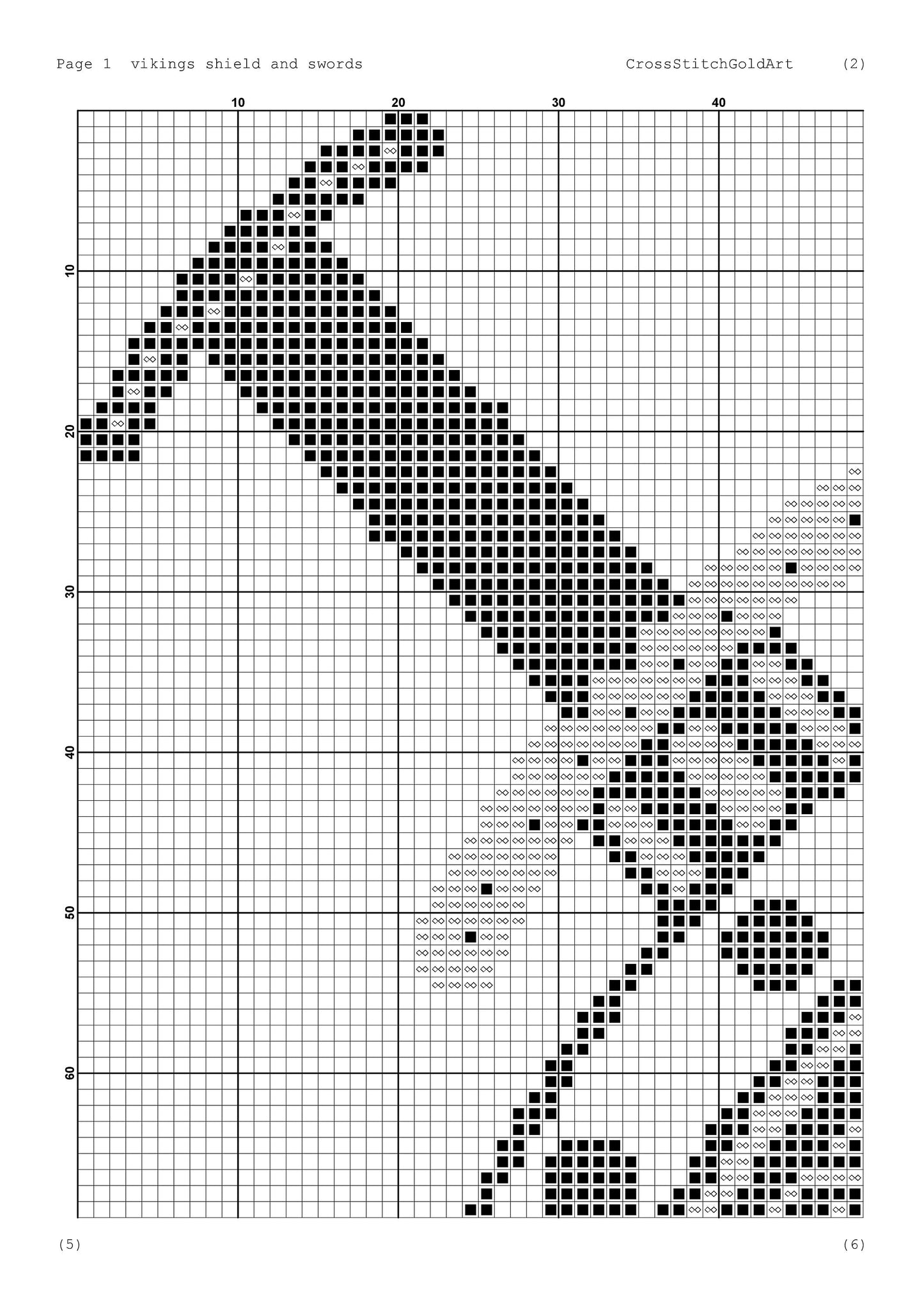 Norse Runes Cross Stitch Pattern: Beginner-Friendly Viking Shield & Swords Embroidery PDF