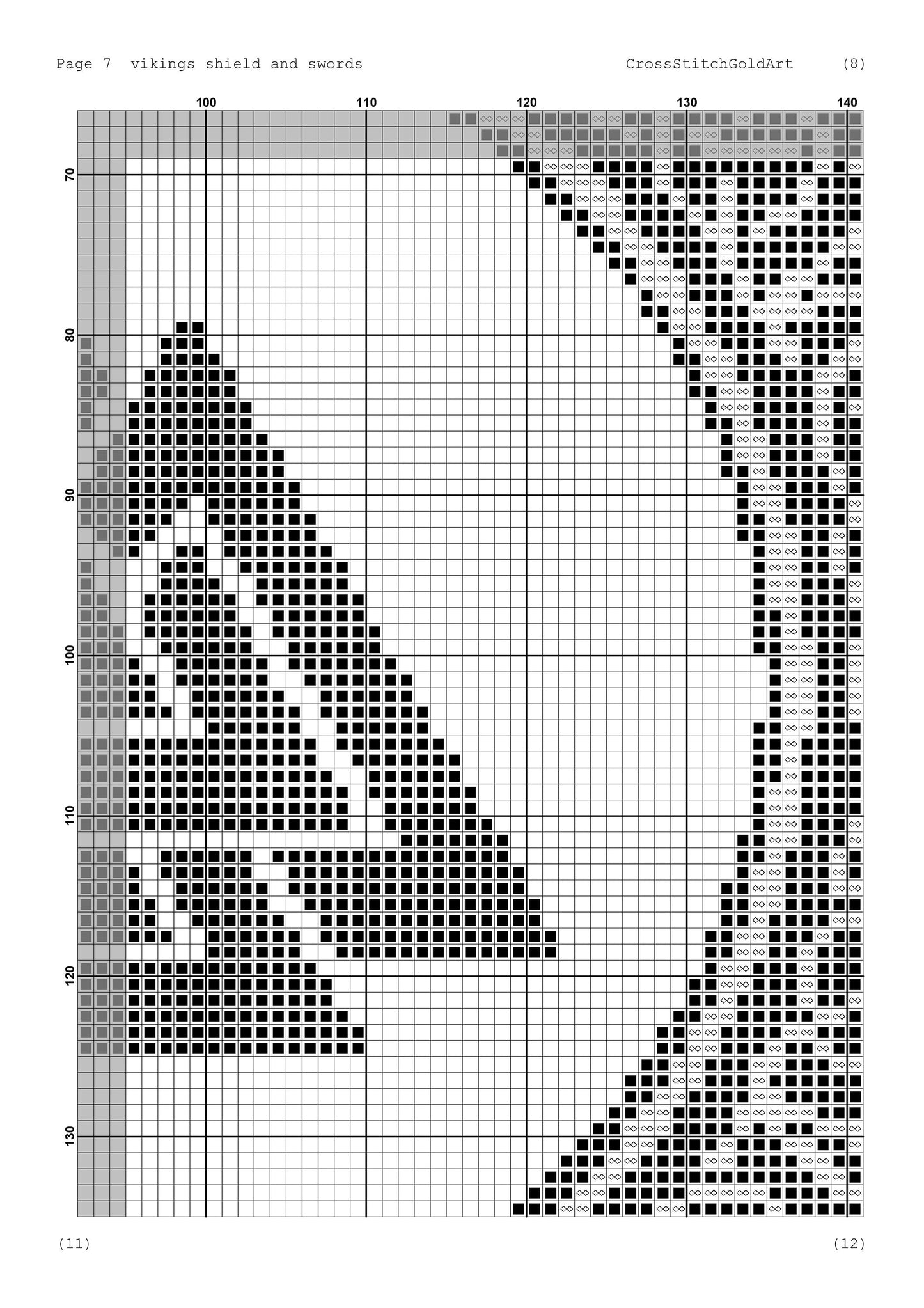 Norse Runes Cross Stitch Pattern: Beginner-Friendly Viking Shield & Swords Embroidery PDF