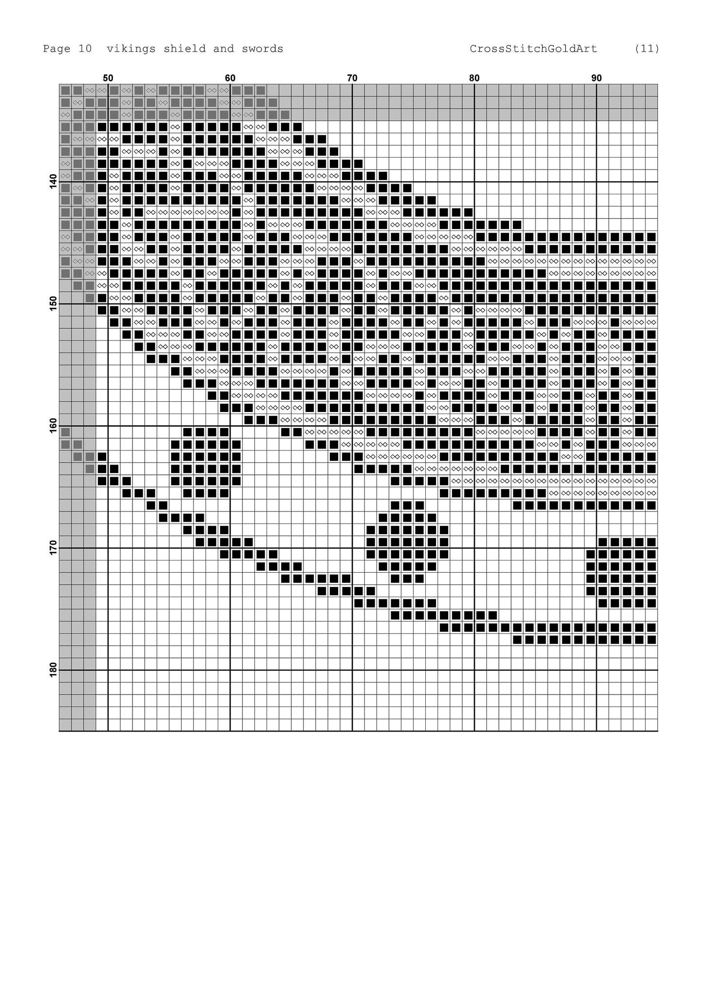 Norse Runes Cross Stitch Pattern: Beginner-Friendly Viking Shield & Swords Embroidery PDF