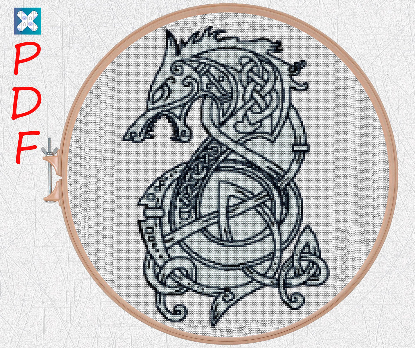 Norse Viking Celtic Cross Stitch Pattern: Printable Ornament Embroidery PDF for Beginners