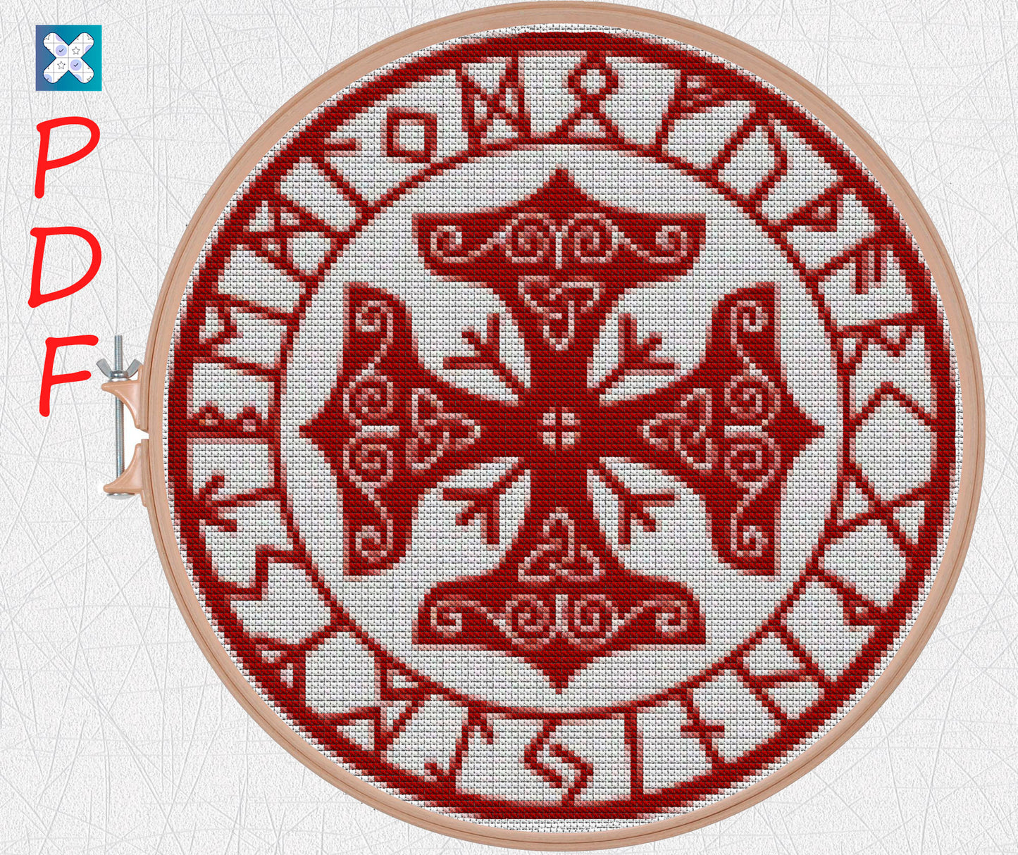 Nordic Asatru Calendar Cross Stitch Pattern: Viking Pagan Embroidery Chart for Beginners