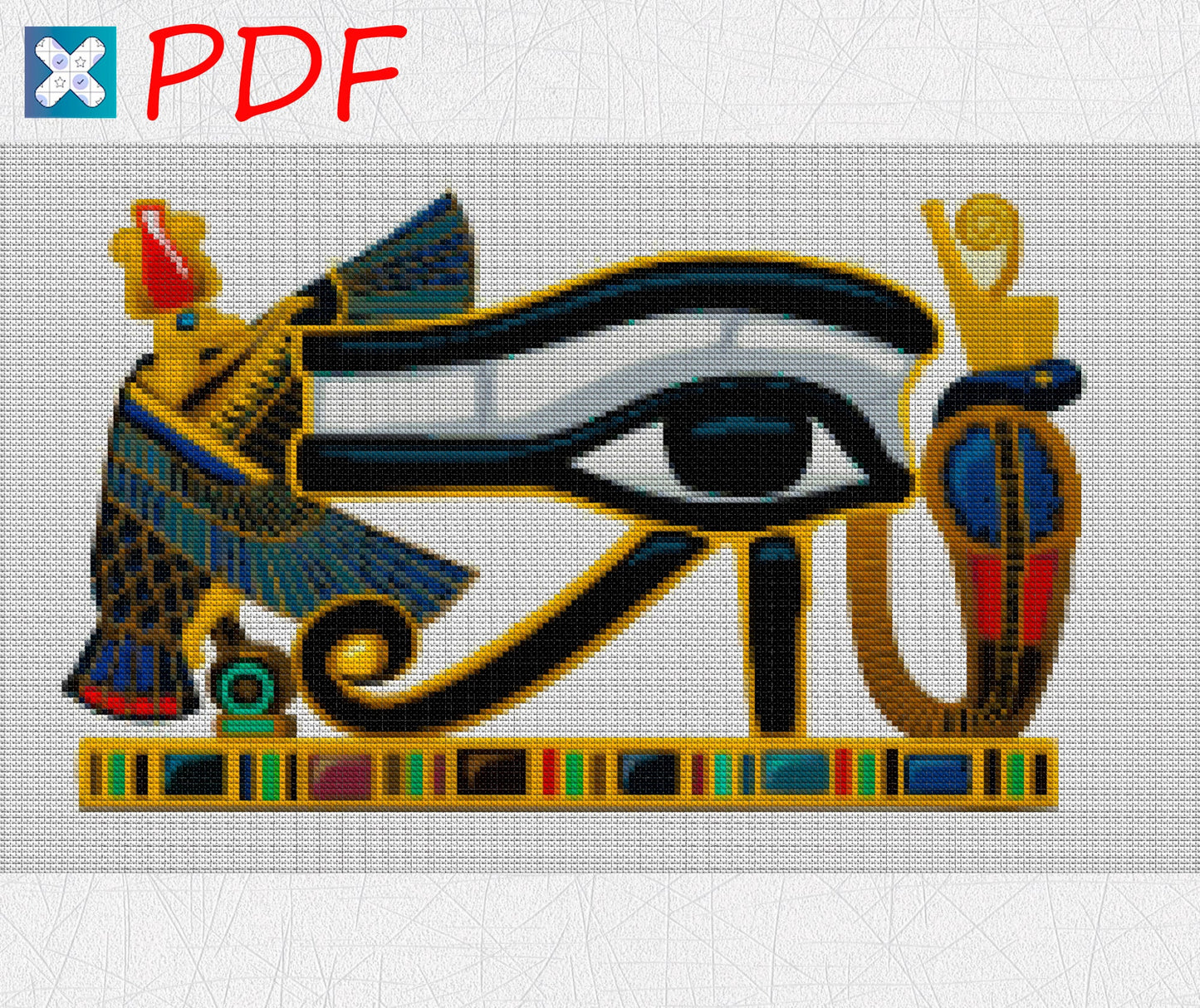 Eye of Horus Egyptian Cross Stitch Pattern: Ancient God Embroidery Design for Beginners and Experts