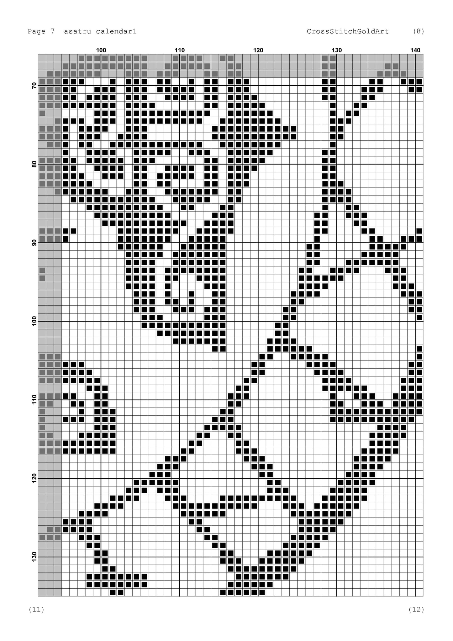 Nordic Asatru Calendar Cross Stitch Pattern: Viking Pagan Embroidery Chart for Beginners