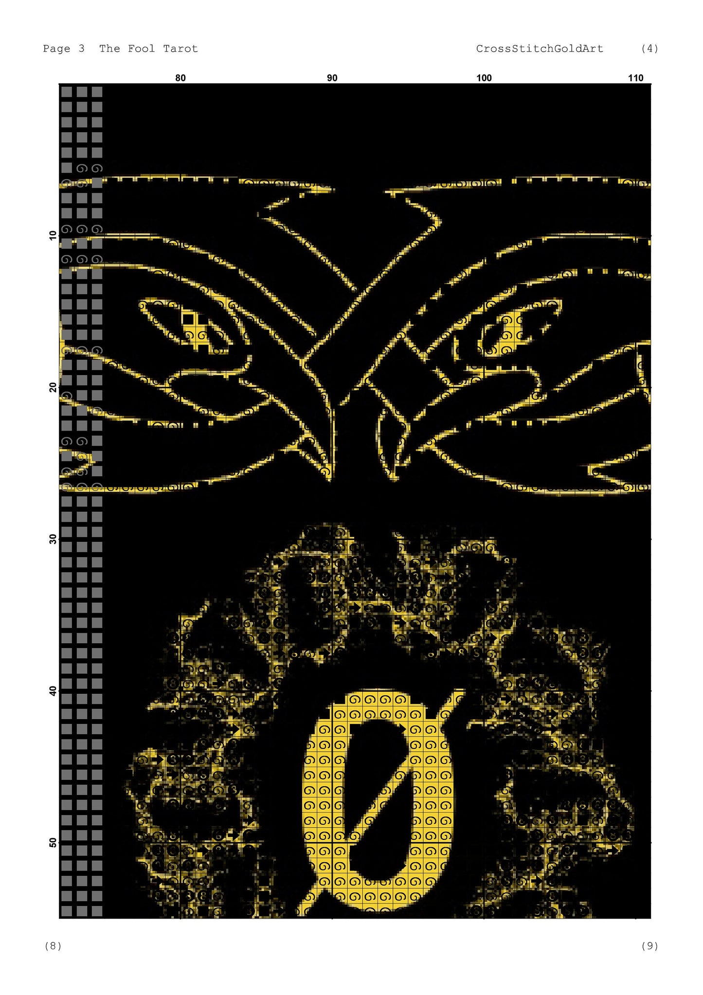 Gothic Crow Tarot Card Cross Stitch Pattern: The Fool PDF - Witchy Embroidery Design for Beginners