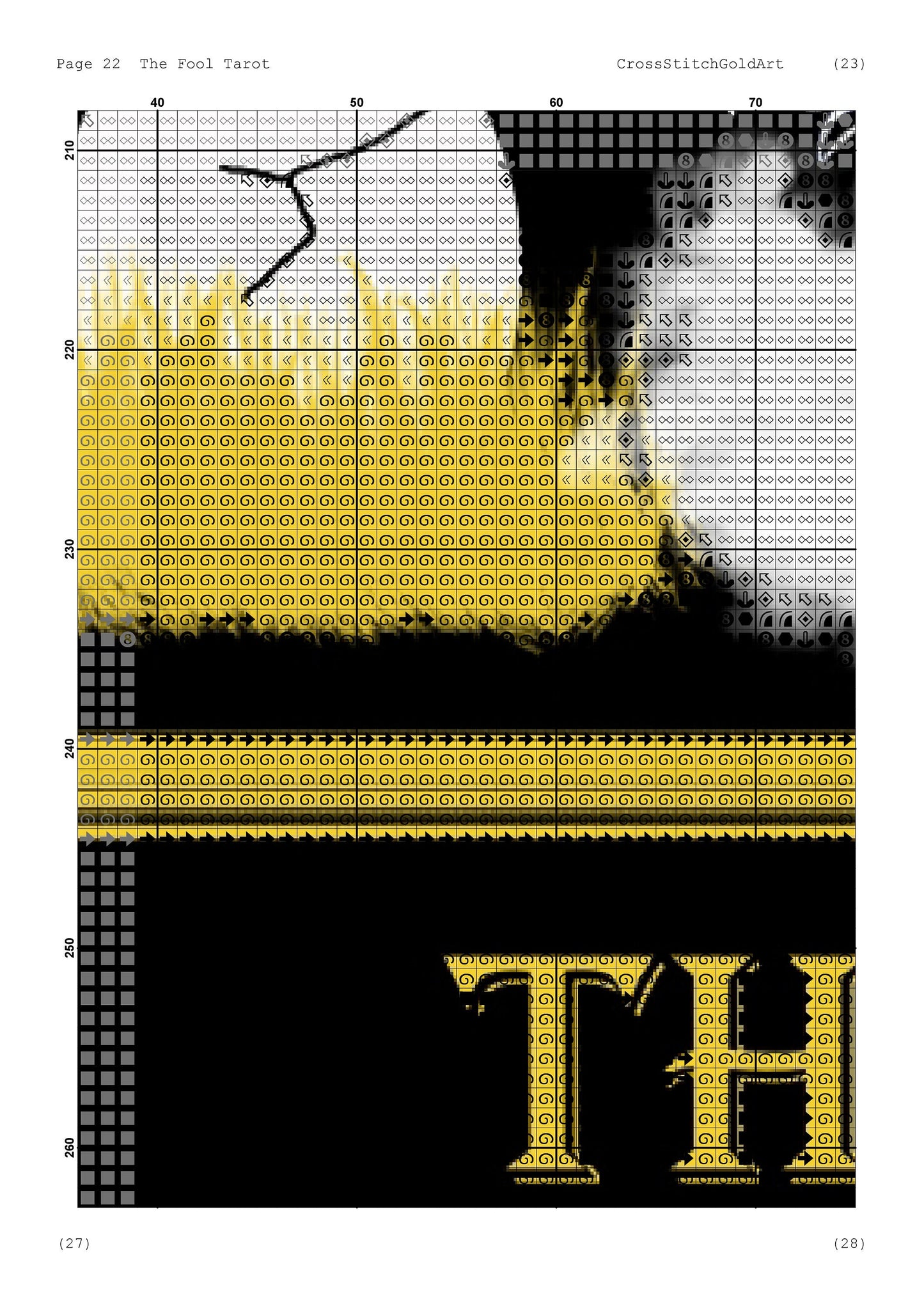 Gothic Crow Tarot Card Cross Stitch Pattern: The Fool PDF - Witchy Embroidery Design for Beginners