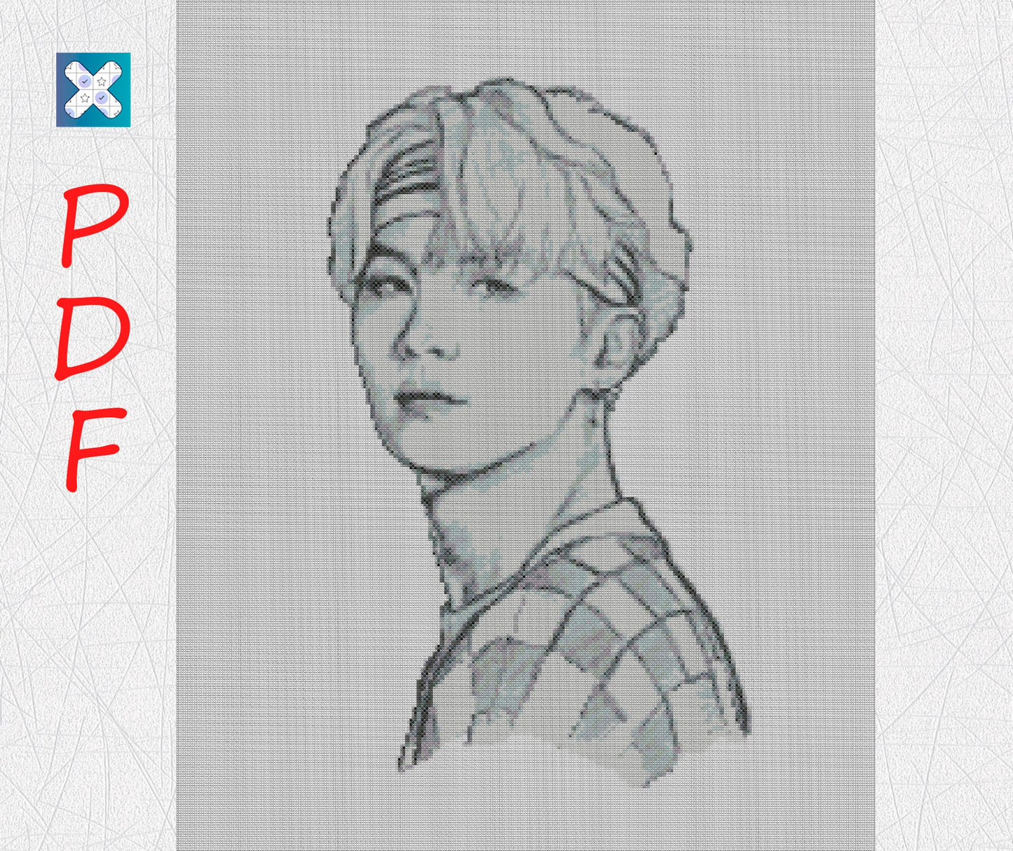 BTS Bangtan Boys Cross Stitch Pattern - Suga Embroidery PDF for K-pop Fans and Beginners