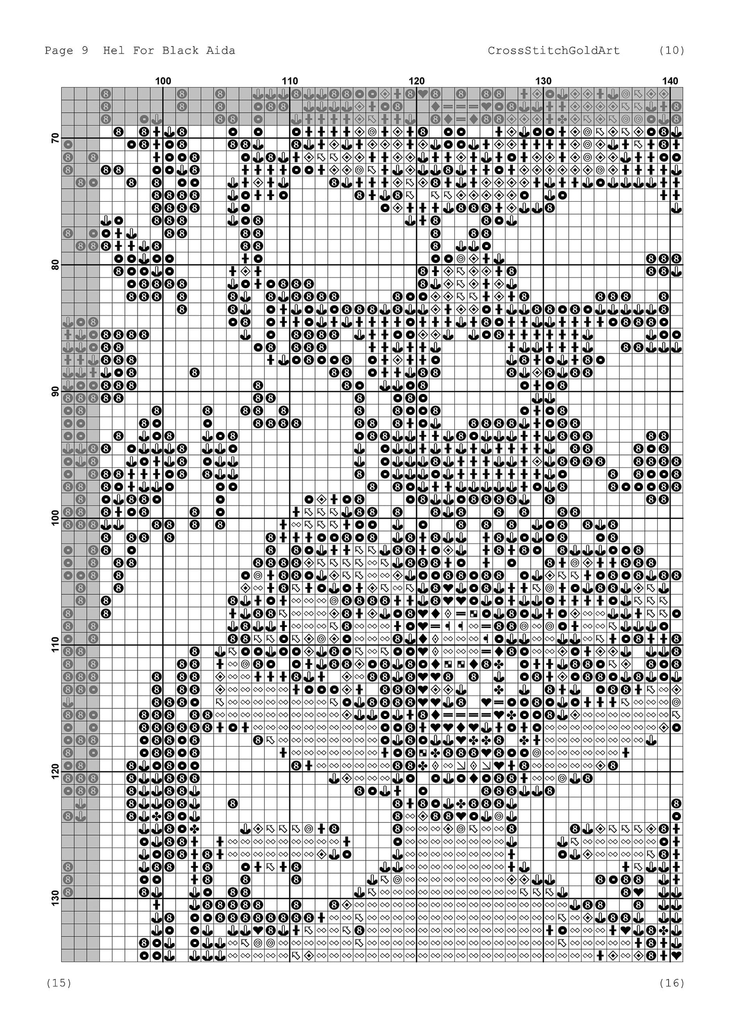 Viking Hel Norse Celtic Embroidery Design: Cross Stitch Pattern for Dark Aida with Symbols