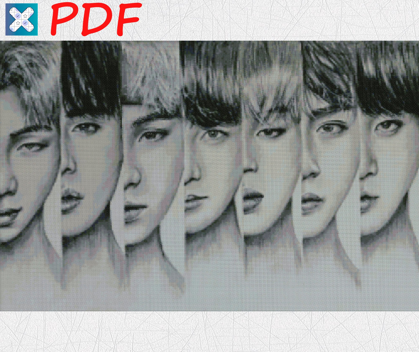 BTS Cross Stitch Pattern: Bangtan Boys K-Pop Music Embroidery PDF for Beginners