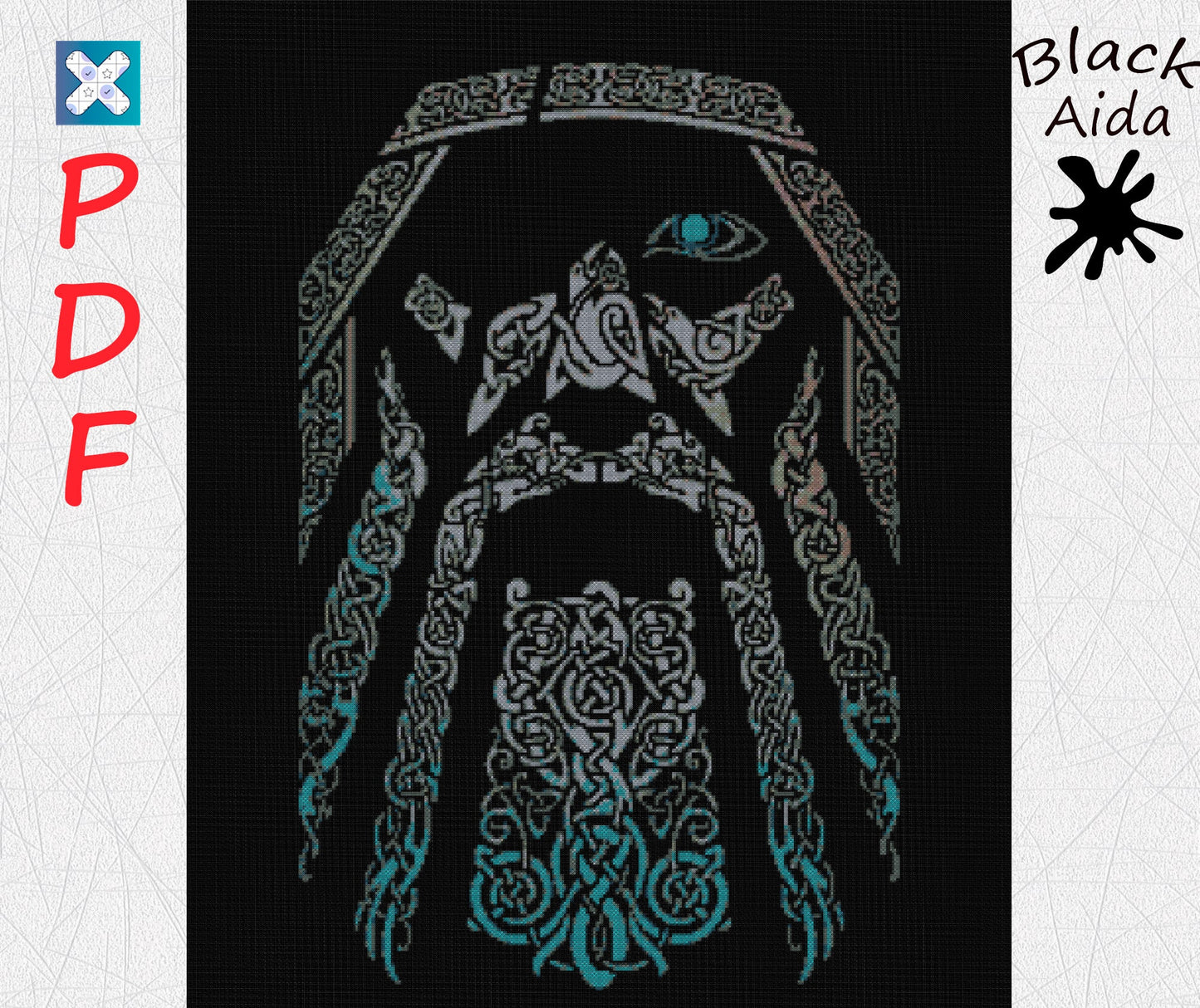 Beginner-Friendly Viking Cross Stitch: Odin Norse Embroidery Pattern PDF - Printable X-Stitch Design