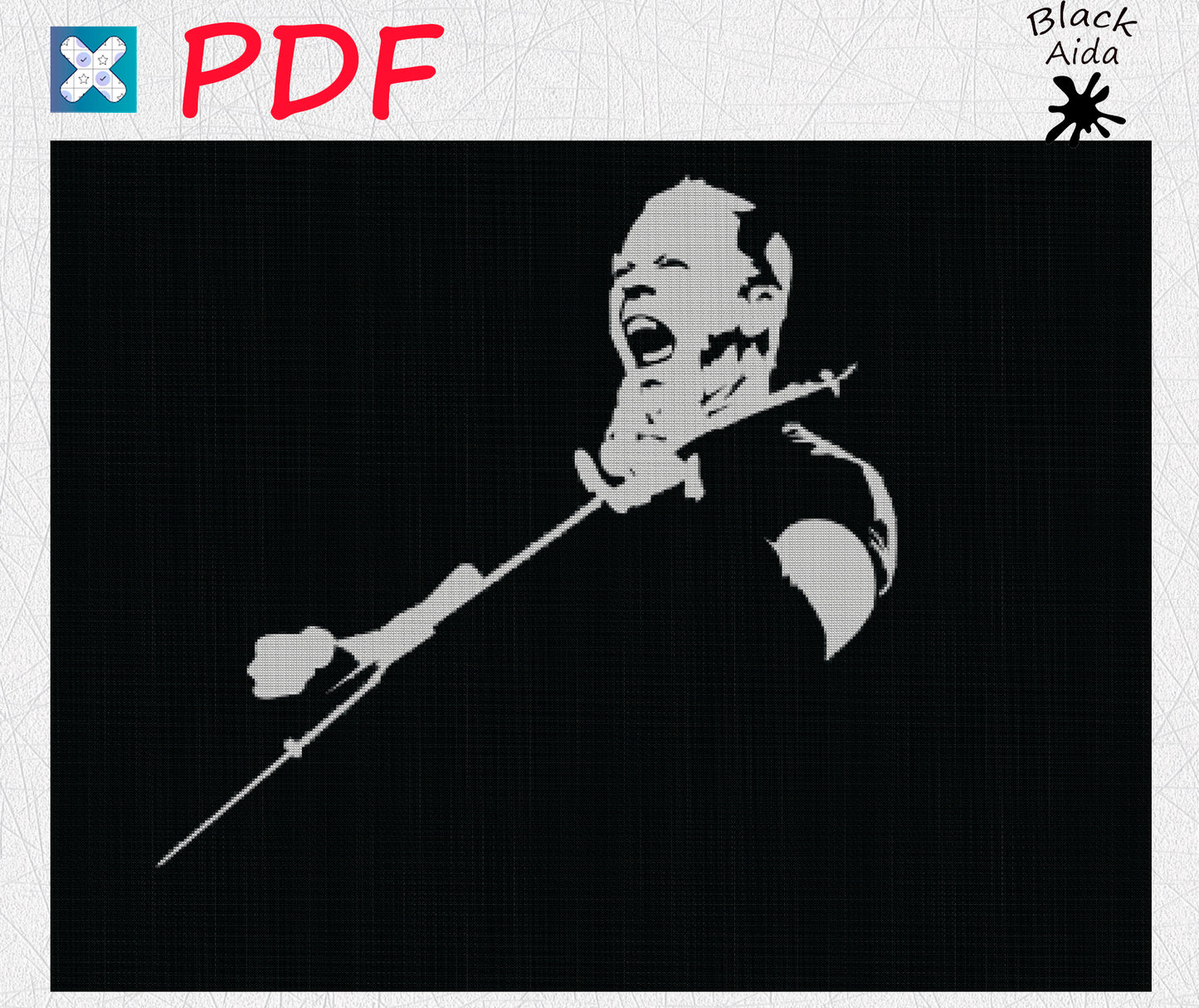 Metallica Guitar Player Silhouette Cross Stitch Pattern - Modern Music Embroidery PDF for Beginners