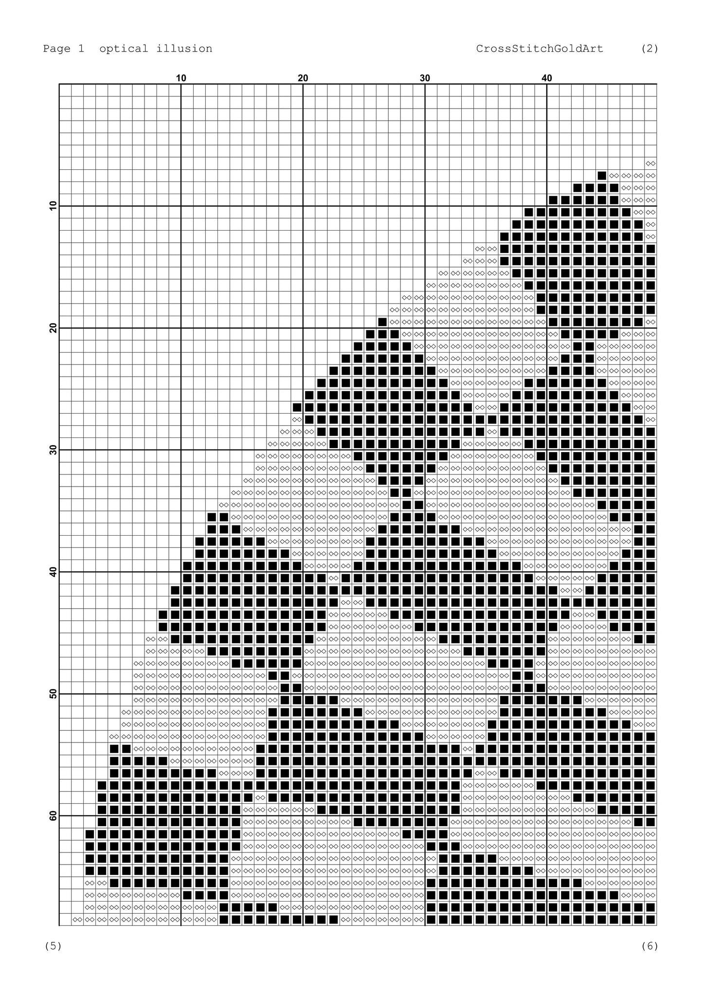Monochrome Optical Illusion Sphere Geometric Cross Stitch Pattern - Printable PDF Download