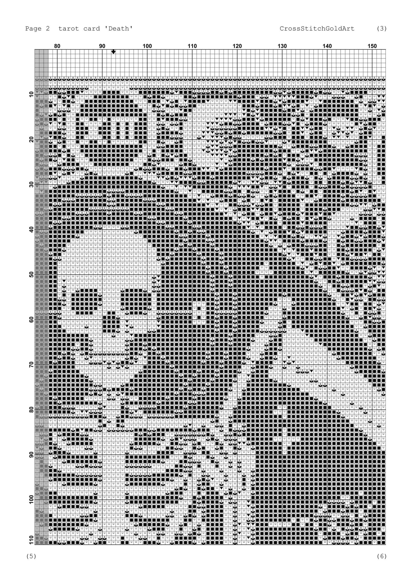Gothic Skeleton Tarot Card Cross Stitch Pattern - Embroidery PDF for Occult Enthusiasts