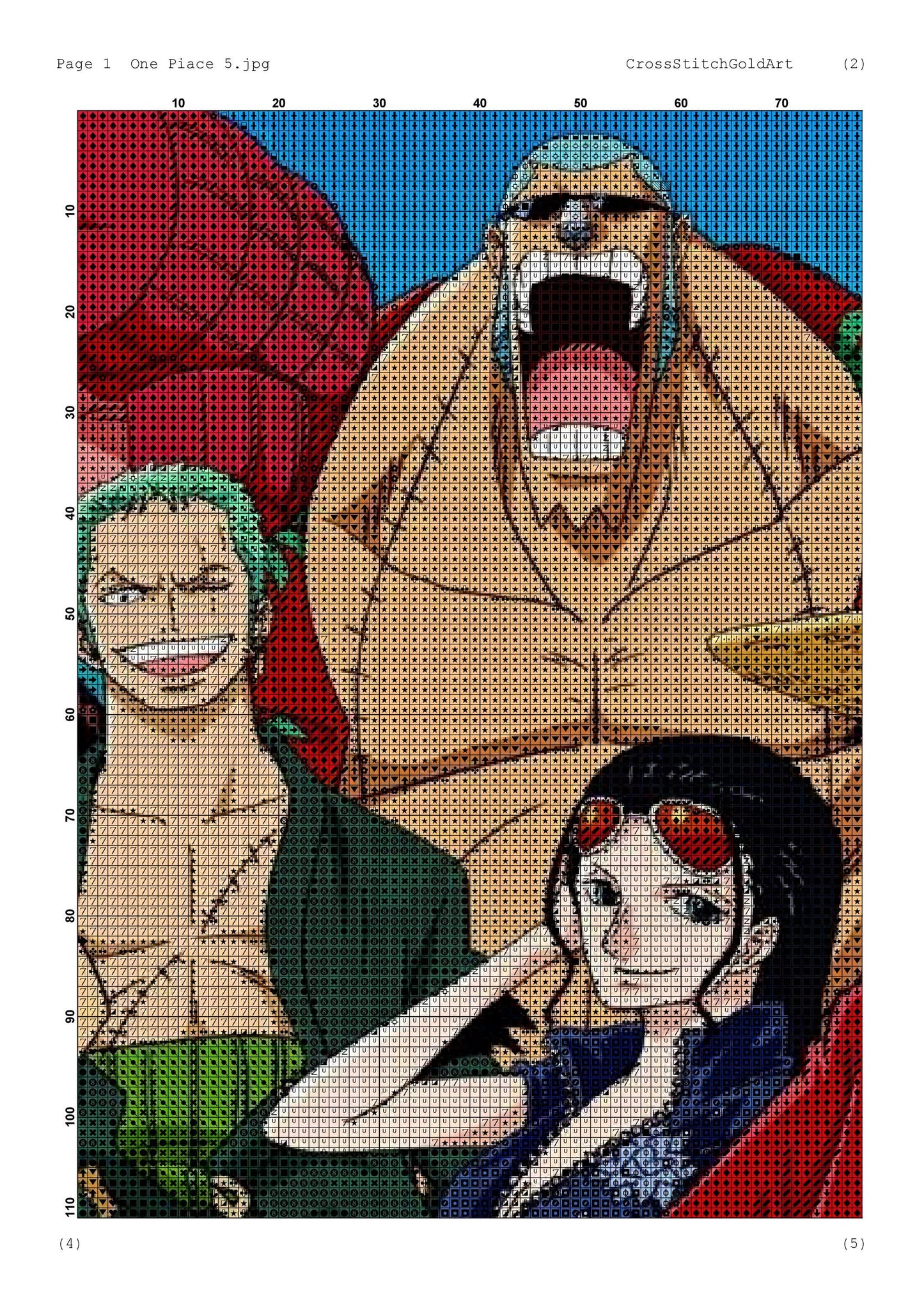 Japanese Anime Embroidery Design: Modern Cross Stitch Pattern PDF for Aesthetic Large Artwork