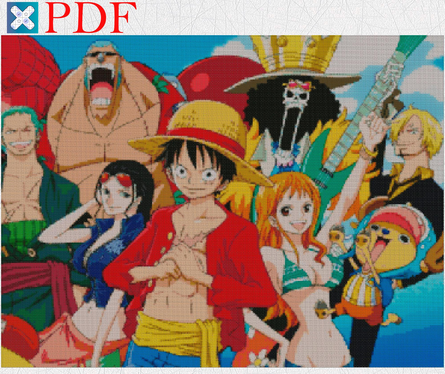 Japanese Anime Embroidery Design: Modern Cross Stitch Pattern PDF for Aesthetic Large Artwork