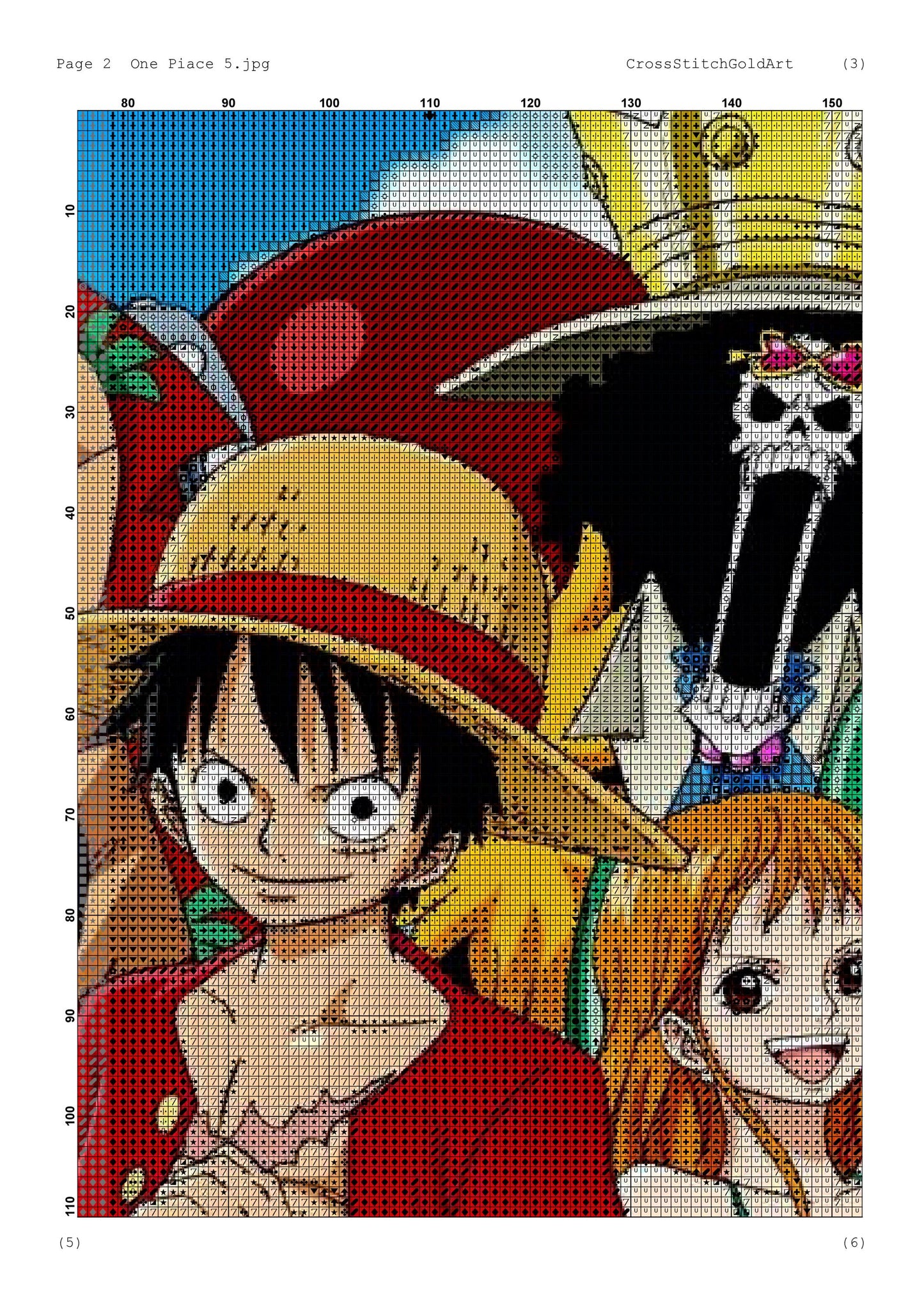 Japanese Anime Embroidery Design: Modern Cross Stitch Pattern PDF for Aesthetic Large Artwork