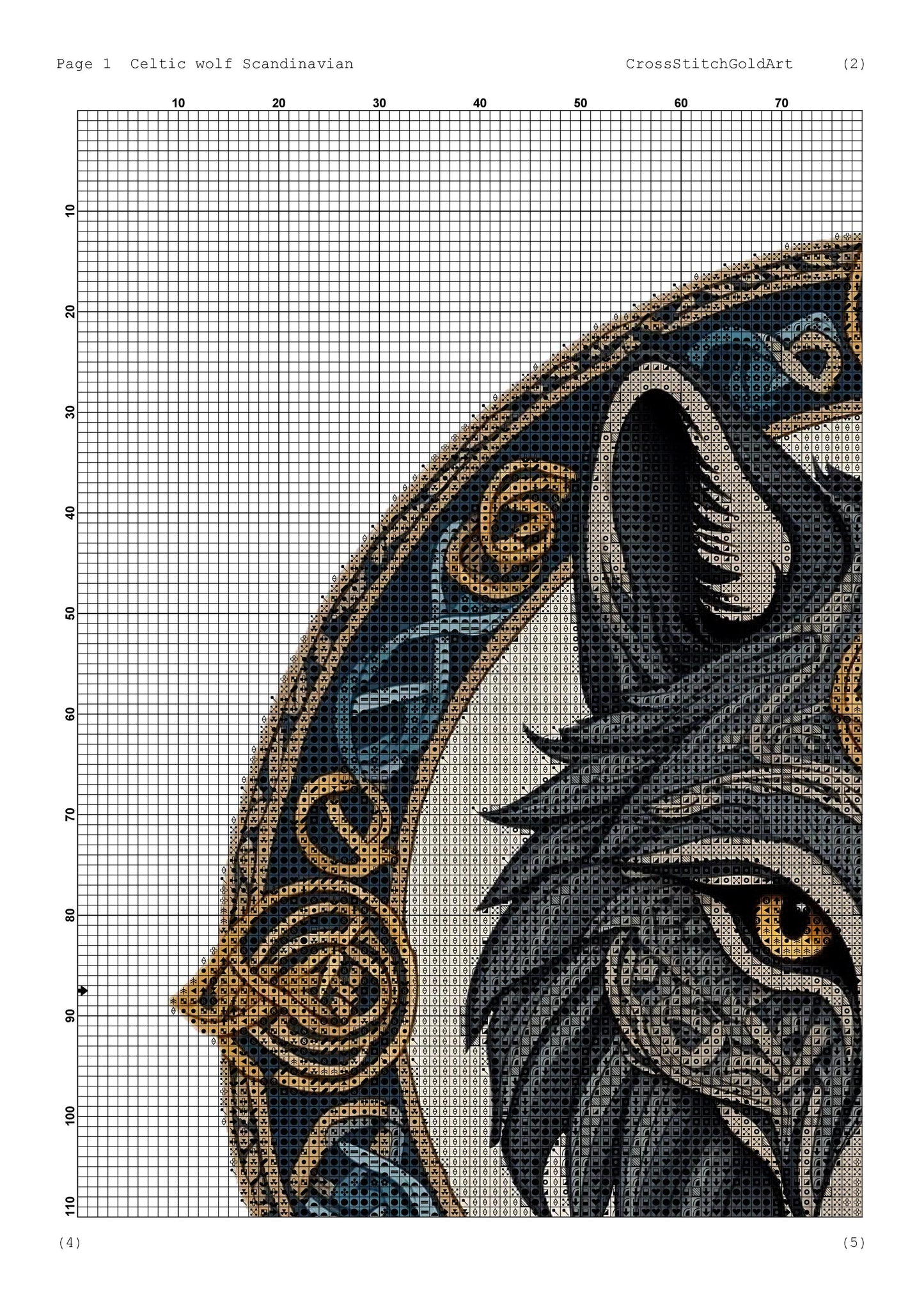Viking Wolf Cross Stitch Pattern: Printable Norse Embroidery PDF for Beginners, Easy X-Stitch Design