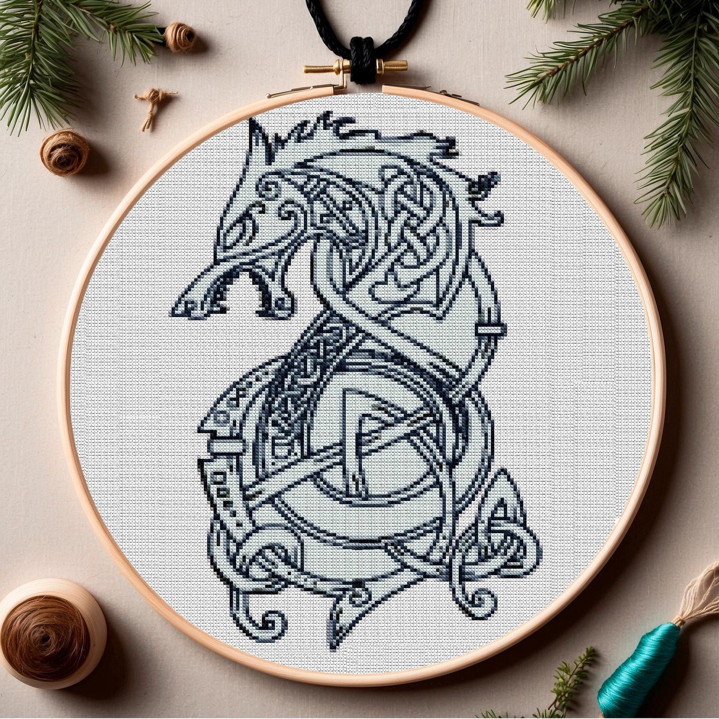 Norse Viking Celtic Cross Stitch Pattern: Printable Ornament Embroidery PDF for Beginners