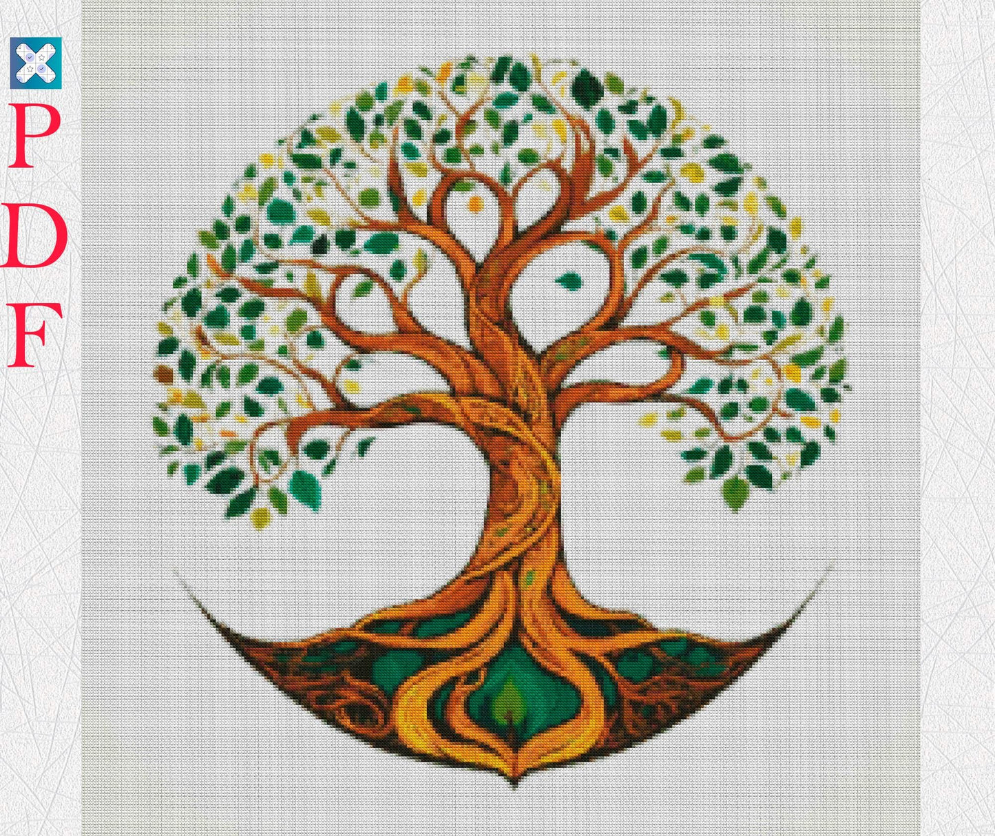 Celtic-Norse Tree of Life Viking Cross Stitch Pattern: Printable Embroidery PDF for Beginners