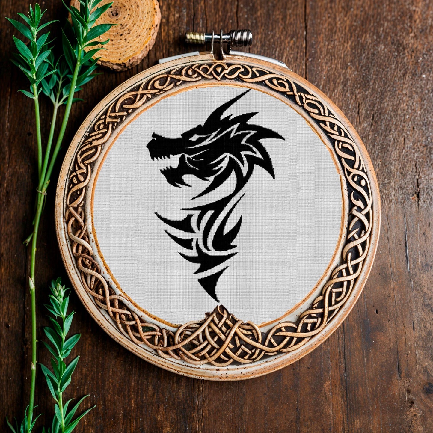 Viking Dragon Cross Stitch Pattern: Scandinavian Norse Embroidery PDF for Beginners - Printable X-Stitch
