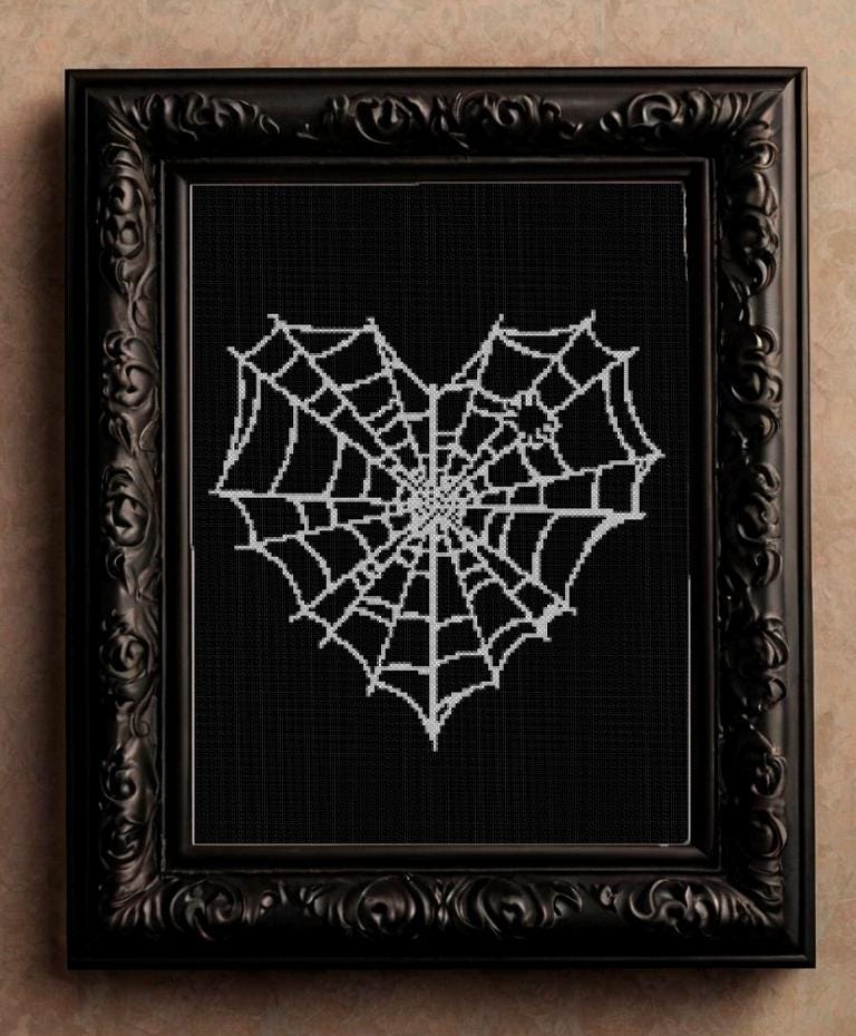 Beginner-Friendly Spider Web Cross Stitch Pattern: Easy Embroidery Design for Halloween Decor