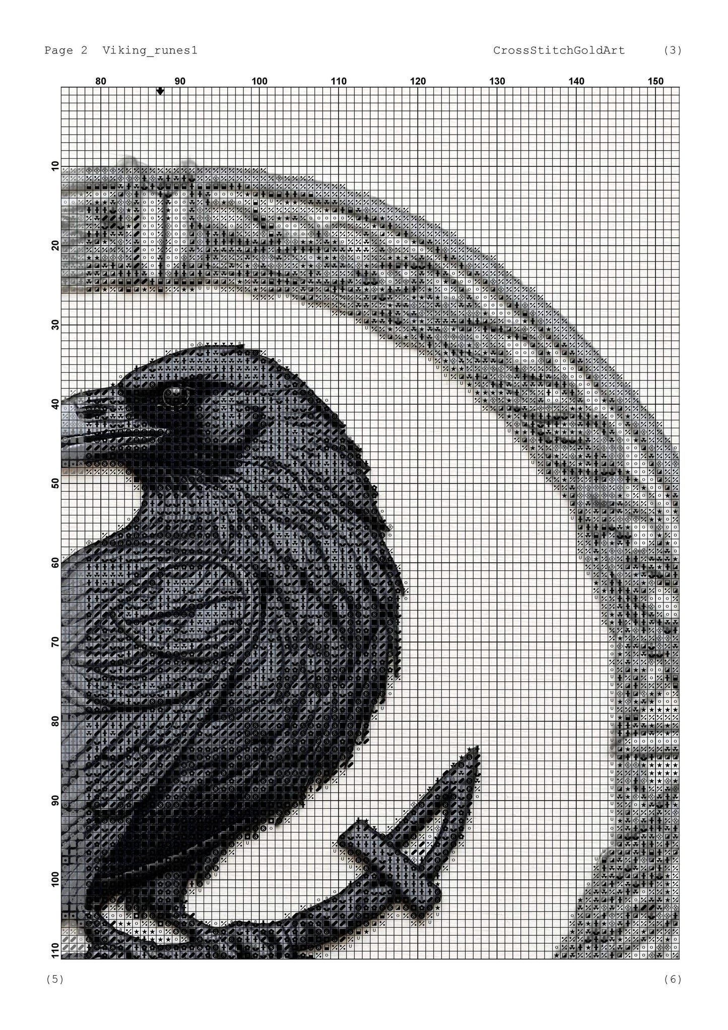 Celtic-Norse Crow Viking Cross Stitch Pattern: Printable Embroidery PDF for Beginners