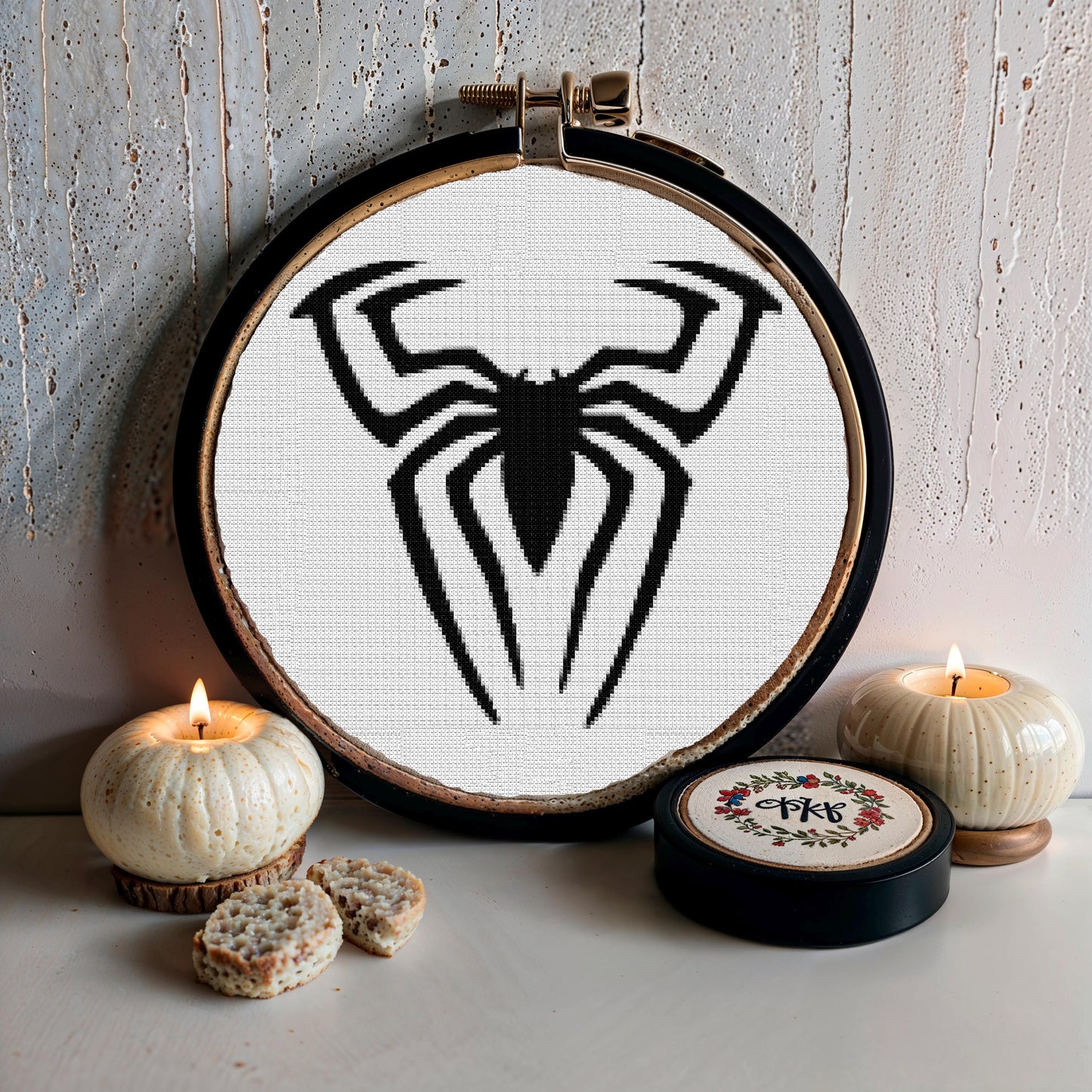 Mystical Spider Ornament Cross Stitch Pattern - Insect Embroidery Chart for Beginners (PDF Download)