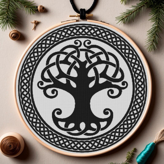 Celtic Tree of Life Cross Stitch Pattern: Viking-Inspired Norse Embroidery for Beginners (PDF)