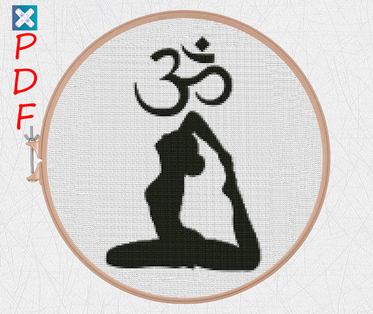 Beginner-Friendly Yoga & Meditation Cross Stitch Pattern: Om Symbol Embroidery Design PDF