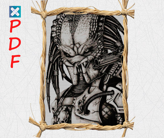 Predator cross stitch pattern  PDF X-Stitch Printable Scary Movie Fan Designs PDF