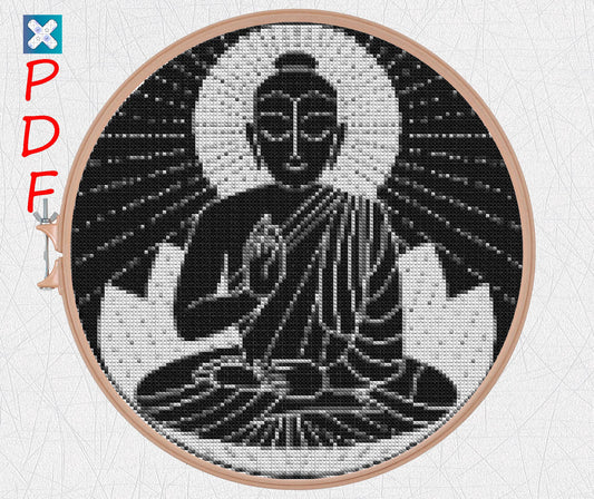 Meditation cross stitch pattern for beginners Yoga cross stitch Embroidery designs PDF