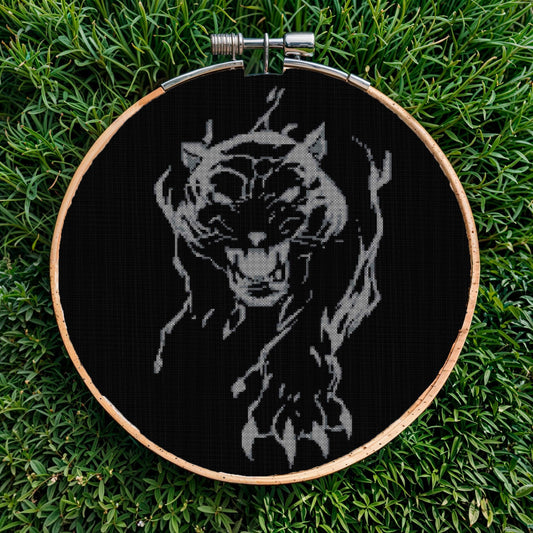 Black Panther Cross Stitch Pattern: Ethnic Animal Embroidery PDF, Printable X-Stitch Design for Beginners