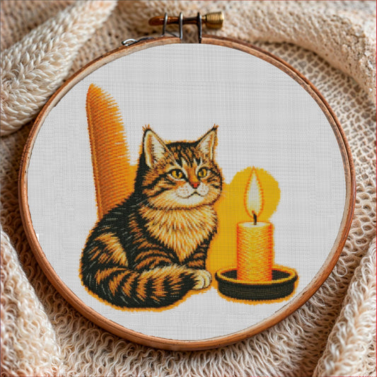 Enchanting Feline Cross Stitch Pattern: Beginner-Friendly Cat Embroidery Design for DIY Crafters