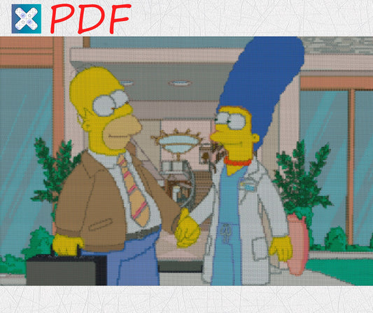 Simpson Family Funny Cross Stitch Pattern PDF - Beginner-Friendly Cartoon Embroidery Design
