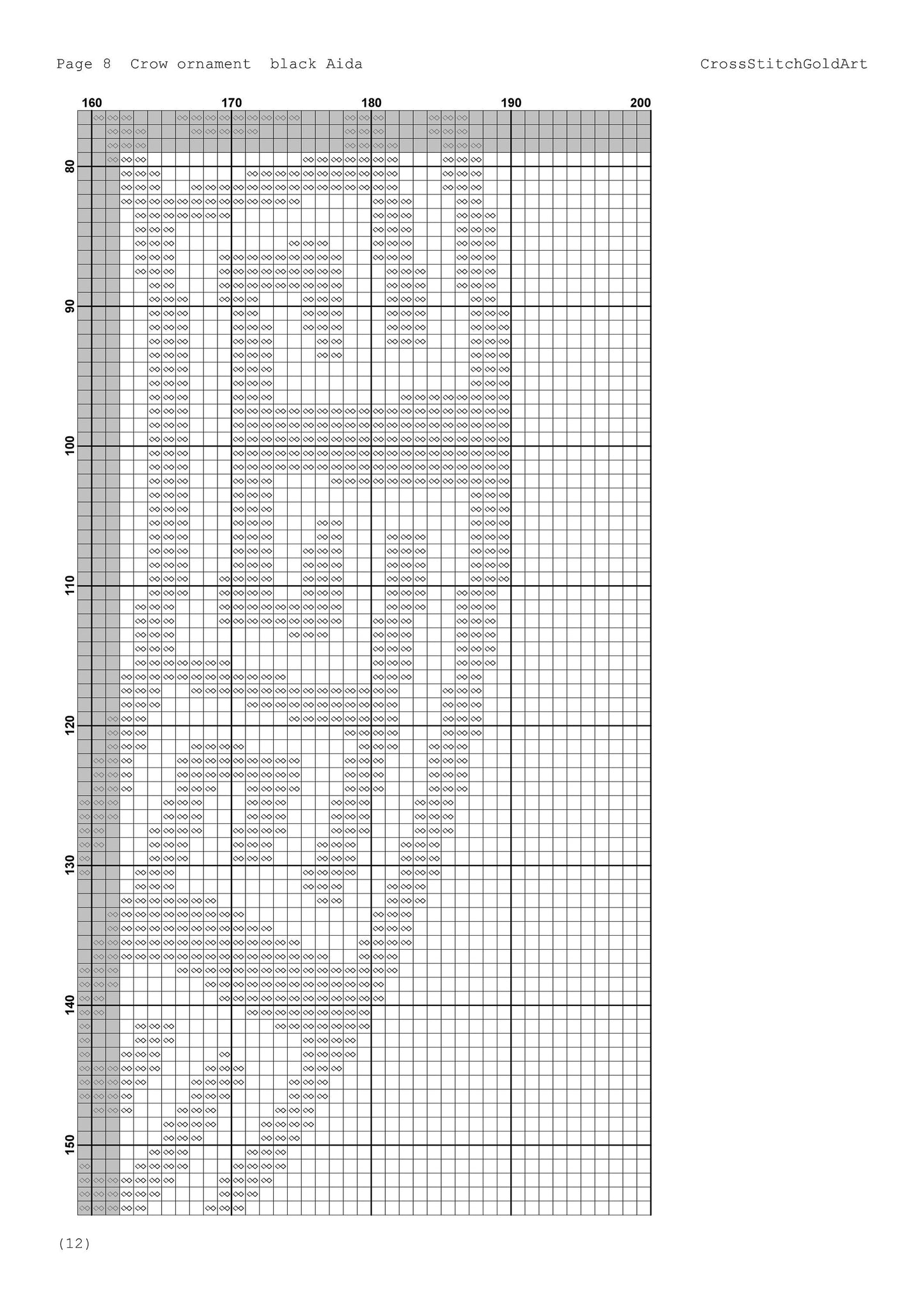 Crow cross stitch pattern Viking cross stitch for beginners PDF X-Stitch Printable Norse embroidery for black Aida