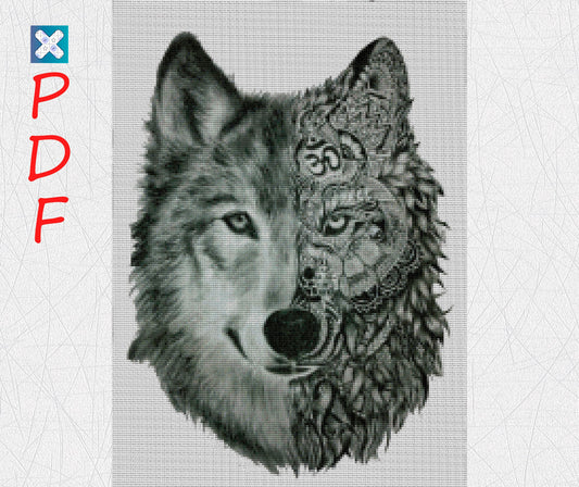 Majestic Wolf Cross Stitch Pattern: Embroidery Design for Modern Animal Ornaments & Home Decor