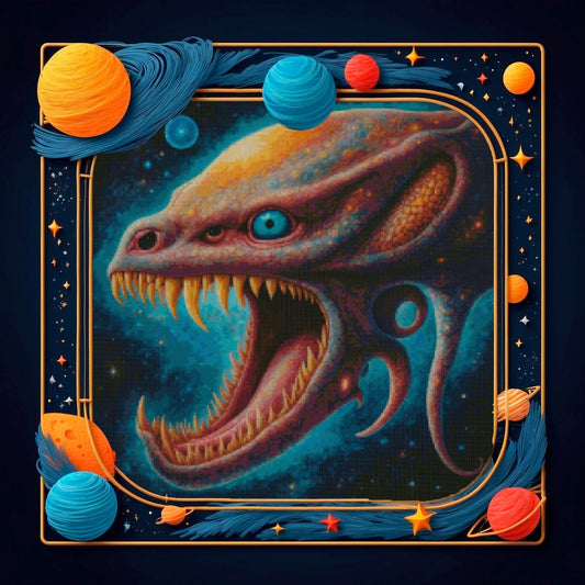 Xenomorph Space Monster Cross Stitch Pattern: Embroidery Design PDF for Sci-Fi Fans
