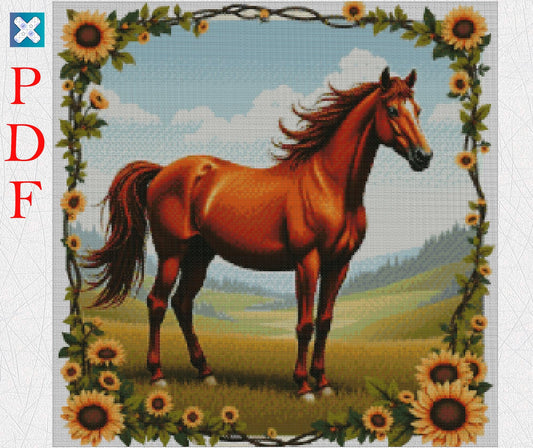 Majestic Horse Cross Stitch Pattern: Beautiful Animal Embroidery Design for Nature Lovers