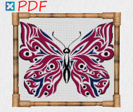 Butterfly cross stitch pattern pdf Modern cross stitch Beautiful embroidery