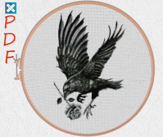 Crow cross stitch pattern Viking cross stitch  PDF X-Stitch Printable Norse embroidery