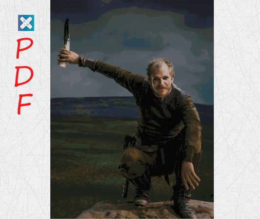 Viking Floki Cross Stitch Pattern: Norse Medieval Celtic Knight Embroidery PDF Download